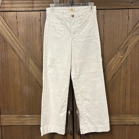 Marine Layer Patch Pocket High Rise Wide Leg Utility Pants Off White Size 2 - Picture 2 of 6